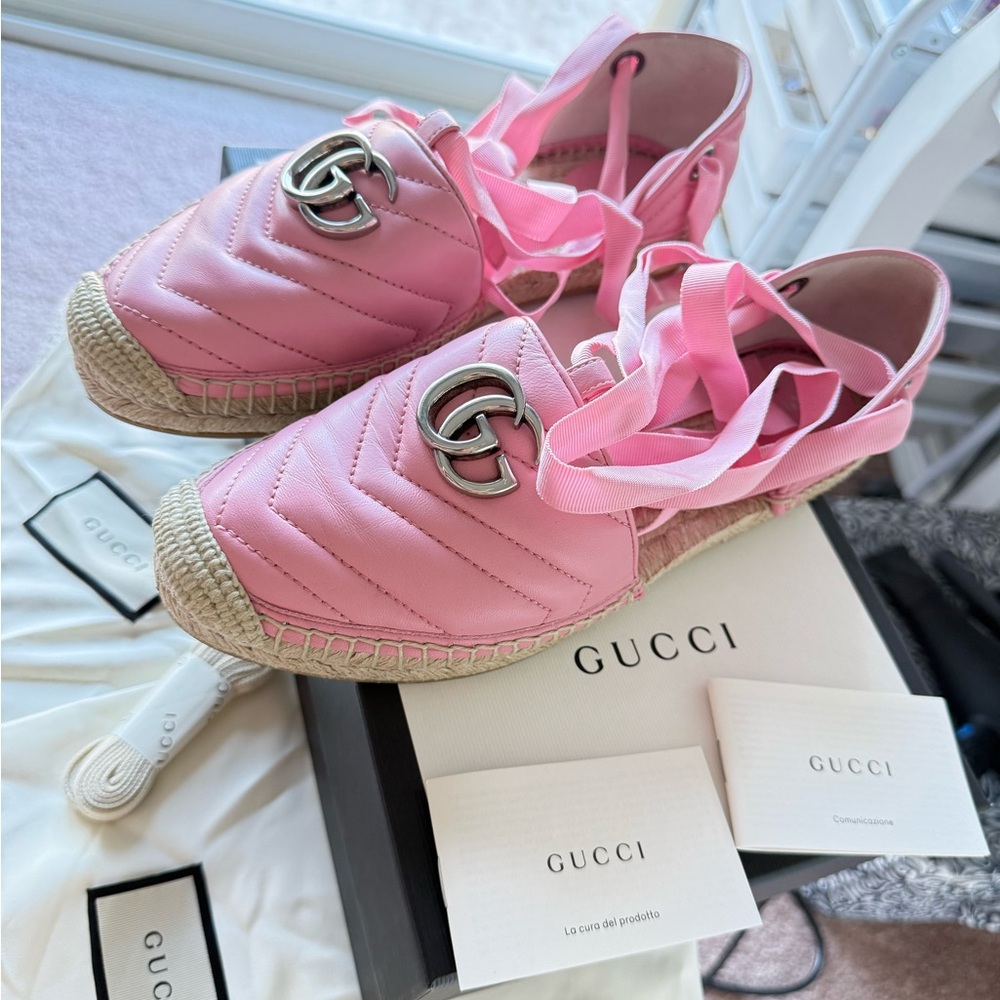 Gucci Pink Quilted Espadrilles immaculate condition. Authentic